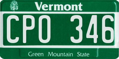 VT license plate CPO346