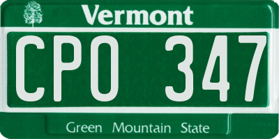 VT license plate CPO347
