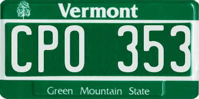 VT license plate CPO353