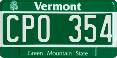 VT license plate CPO354