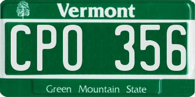 VT license plate CPO356