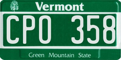 VT license plate CPO358