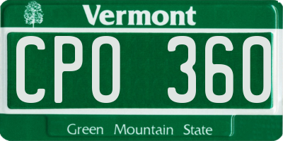 VT license plate CPO360
