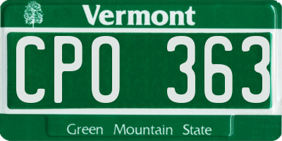 VT license plate CPO363