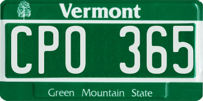 VT license plate CPO365