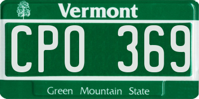 VT license plate CPO369