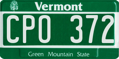 VT license plate CPO372