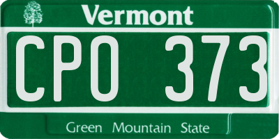 VT license plate CPO373