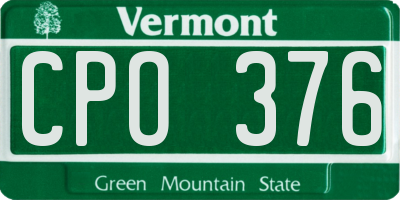 VT license plate CPO376