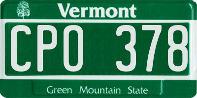 VT license plate CPO378