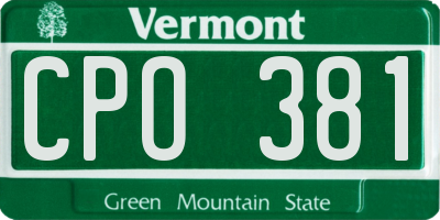 VT license plate CPO381