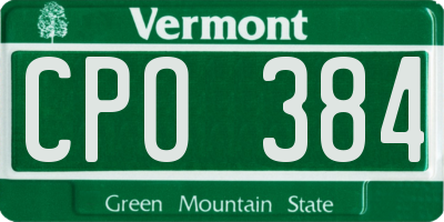 VT license plate CPO384