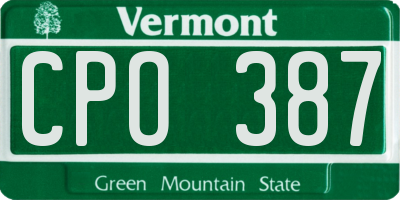 VT license plate CPO387