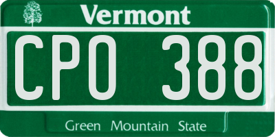 VT license plate CPO388