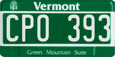 VT license plate CPO393