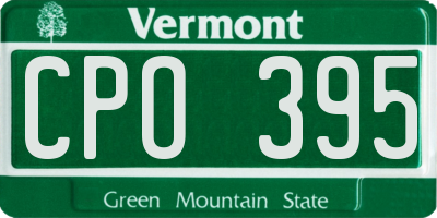 VT license plate CPO395