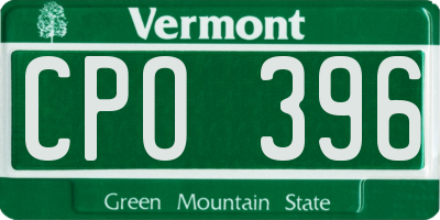 VT license plate CPO396