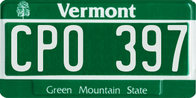 VT license plate CPO397