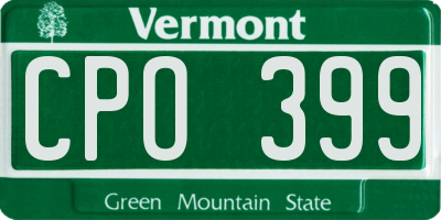 VT license plate CPO399