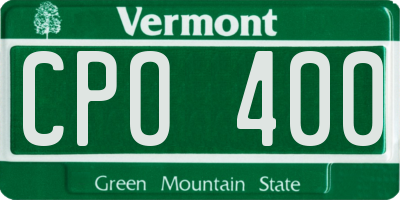 VT license plate CPO400