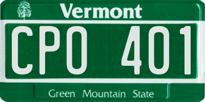 VT license plate CPO401
