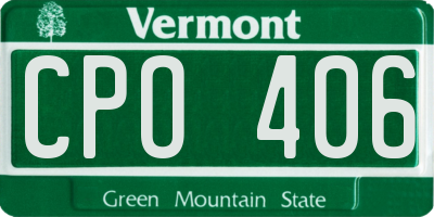 VT license plate CPO406