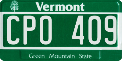 VT license plate CPO409