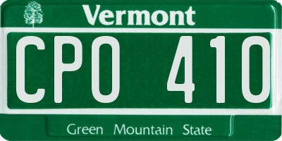 VT license plate CPO410