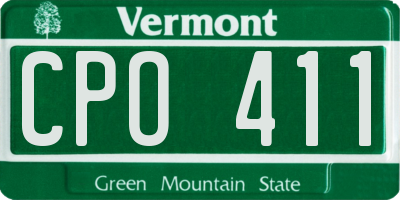 VT license plate CPO411