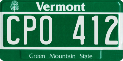 VT license plate CPO412