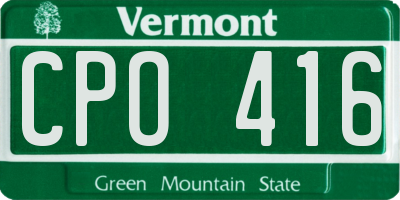 VT license plate CPO416