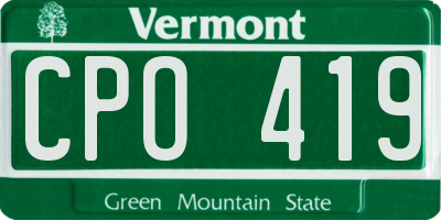 VT license plate CPO419