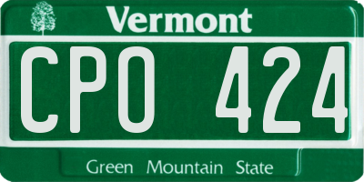 VT license plate CPO424