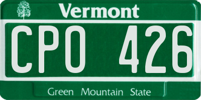 VT license plate CPO426