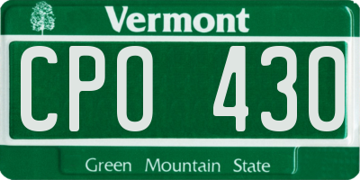 VT license plate CPO430