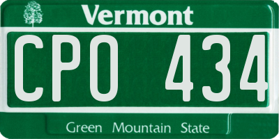 VT license plate CPO434