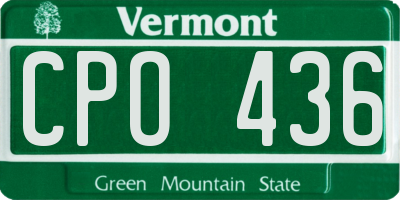 VT license plate CPO436