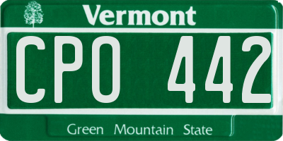 VT license plate CPO442