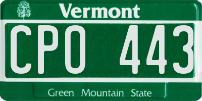 VT license plate CPO443