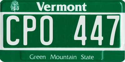 VT license plate CPO447