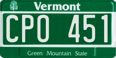 VT license plate CPO451