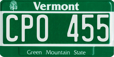 VT license plate CPO455