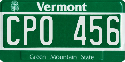 VT license plate CPO456