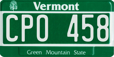 VT license plate CPO458
