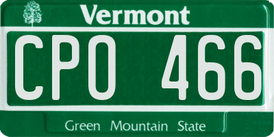 VT license plate CPO466