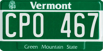VT license plate CPO467