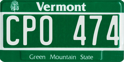 VT license plate CPO474