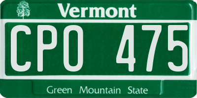 VT license plate CPO475