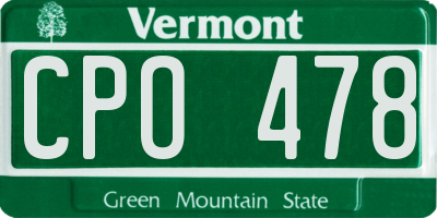 VT license plate CPO478