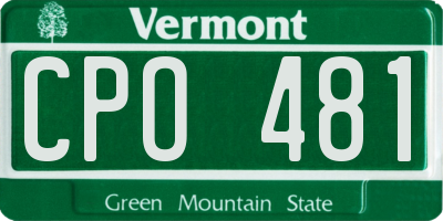 VT license plate CPO481